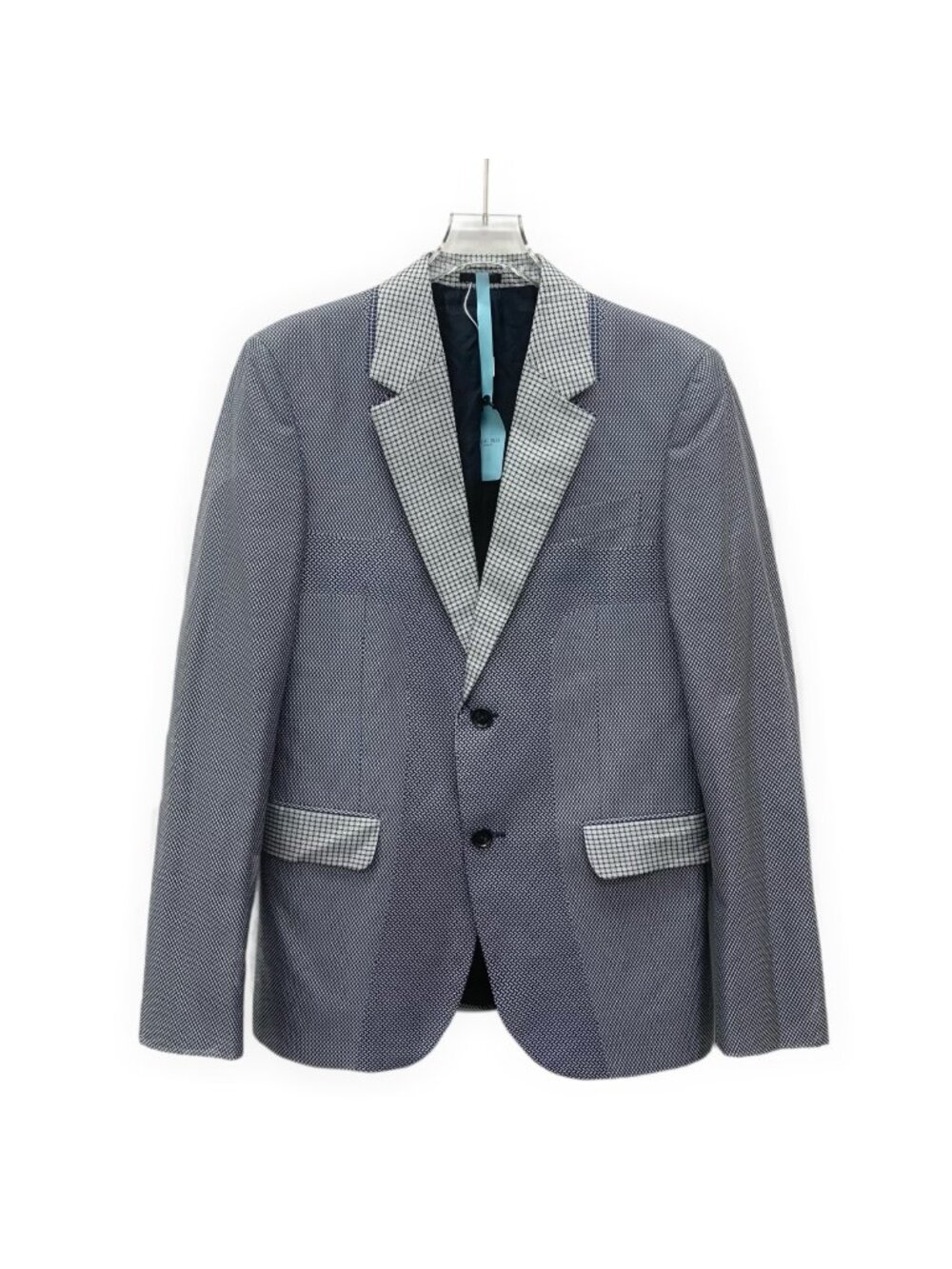 Alexander McQueen Blue Houndstooth Single-Breasted Blazer